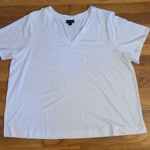 J.Jill Wearever Collection Women's Crisp White V Neck Short Sleeve Top Size 3XL